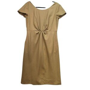 J.Crew Womens Wool Dress Short Sleeve Knee Length Size 8 Beige Tan